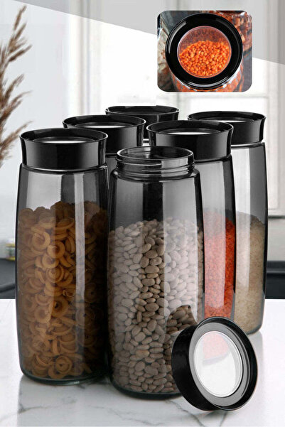 Asi Home Set of 6 Jars, Transparent Anthracite, MCH 08409 by