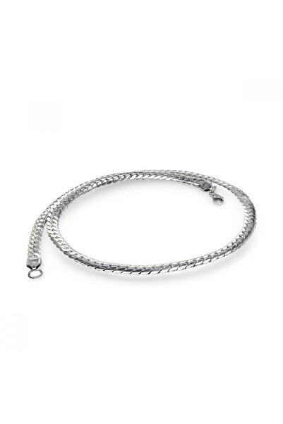 AKSESUARIM Men's Scrubbed Fish Scale Steel Necklace 1.6mm