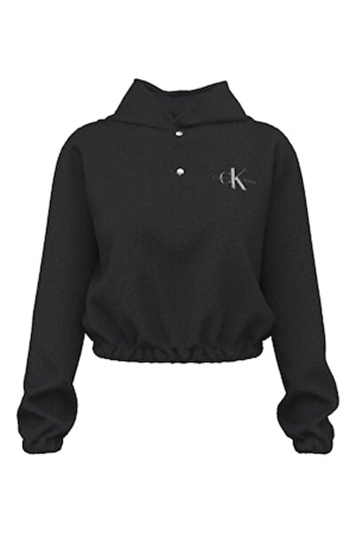 Calvin Klein Jeans - Hanorac scurt cu logo, Negru, S