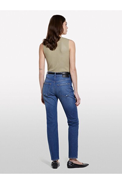 Sisley Cotton Blend Regular Waist Denim Pants Women's Ice Blue Denim Pants - 325P4Im7Le047