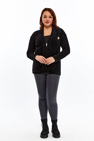 Laden Knitwear Women's Bearded Rope Brooch Thick Coat Winter Mother Cardigan