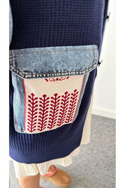 ALVOR Denim Paneled Pocket Detailed Cardigan