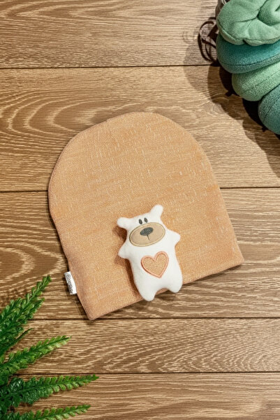 CloudStone Baby Flexible Cotton Beanie with Cute Teddy Bear Figure