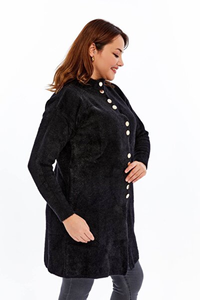 Laden Knitwear Large Size Women's Soft Thick High Quality Long Winter Black Mother Cardigan