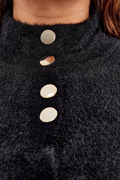 Laden Knitwear Plus Size Women's Coat Soft Thick High Quality Long Winter Black Mother Cardigan
