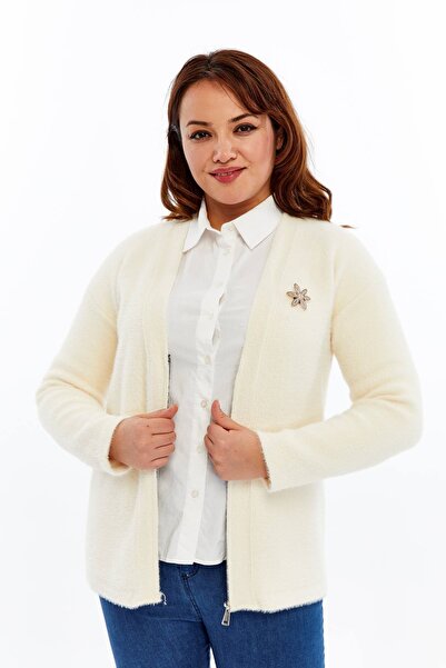 Laden Knitwear Women's Bearded Rope Brooch Thick Coat Winter Mother Cardigan