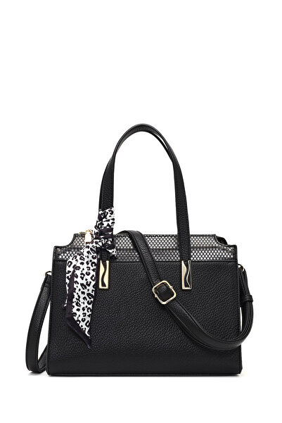 Derimod Women's Black Long Strap Patterned Shoulder Bag 25Wbd285814