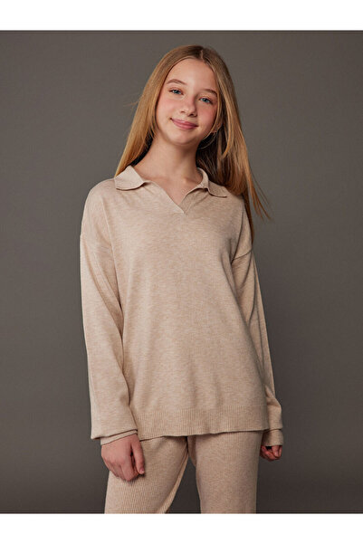 LC Waikiki Polo Neck Girls' Knitwear Sweater and Leggings