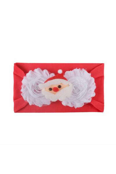 Bebelul Bentita rosie cu alb lata pentru fetite - Mos Craciun