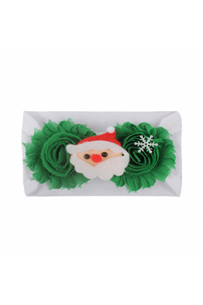 Bebelul Bentita alba cu verde lata pentru fetite - Mos Craciun