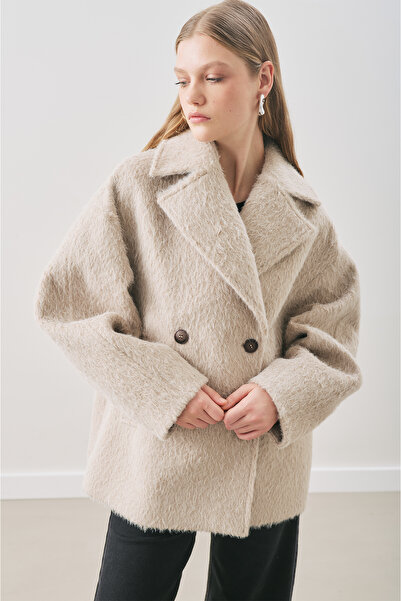 Manuka Boucle Double-Breasted Coat Mink