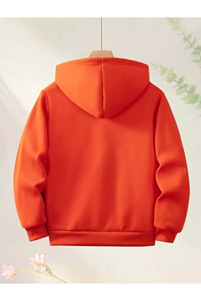 BEBEĞİME ÇORAP Παιδική ζακέτα με φερμουάρ με κουκούλα πορτοκαλί χρώματος Unisex