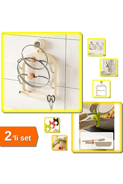 HerEveOyuncak Mutfak Tava Tencere Kapak Tutucu Organizer Raf + Pratik Silikon...