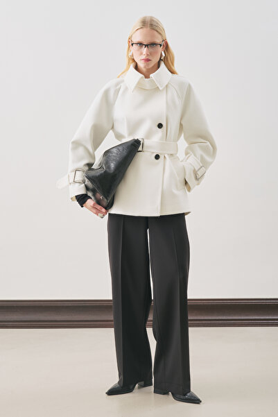 Manuka PALTOAN PREMIUM CU BĂRĂ LĂNGĂ ECRU