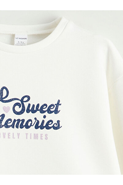 LC Waikiki Crew Neck Printed Girls' Sweatshirt and Leggings