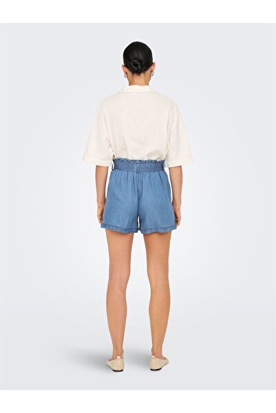 ONLY Onlcharis Life Hw Belt Shorts Cc Wvn Women's Medium Blue Denim Shorts - 15338315