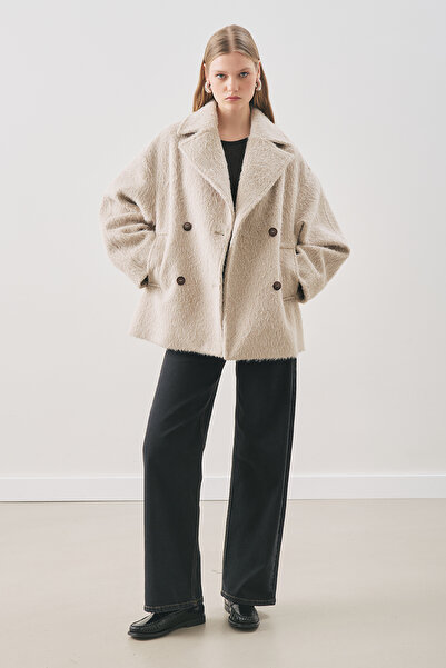 Manuka Boucle Double-Breasted Coat Mink