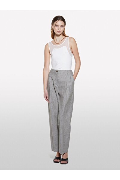 Sisley Viscose Blended Ribbed Jersey Slim Fit Tank Top Women's White Tank Top - 325P3Y61Lh00Z