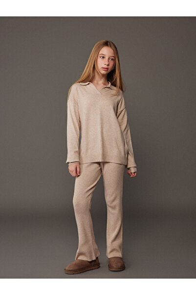 LC Waikiki Polo Neck Girls' Knitwear Sweater and Leggings