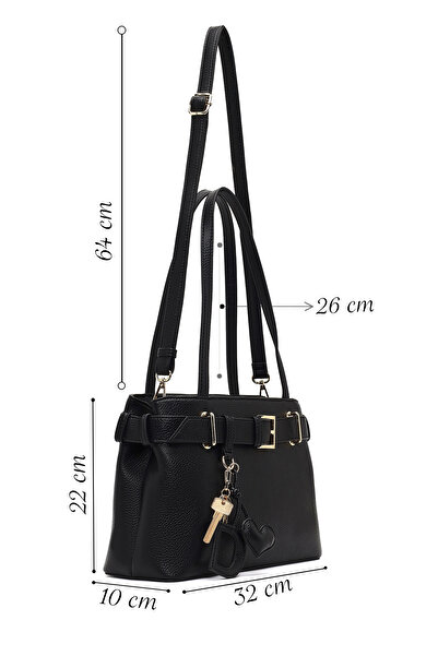 Derimod Women's Black Long Strap Shoulder Bag with Accessories 25Abd2817Ft