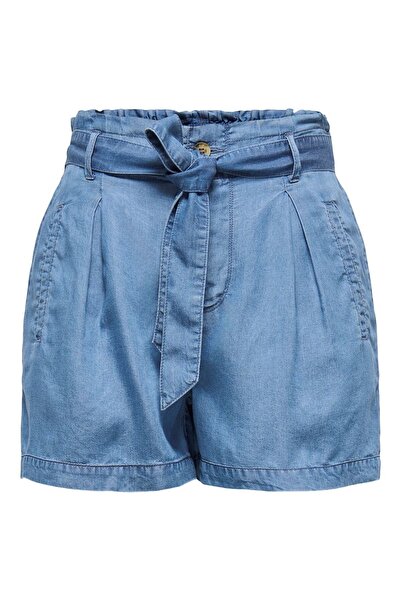 ONLY Onlcharis Life Hw Belt Shorts Cc Wvn Women's Medium Blue Denim Shorts - 15338315