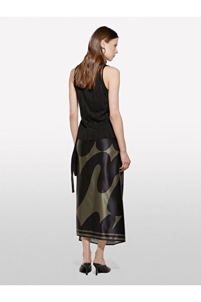 Sisley Viscose Blended Halter Neck Slim Fit Tank Top Women's Black Tank Top - 325P31Welh00X