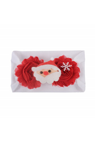 Superbaby Bentita alba cu rosu lata pentru fetite - Mos Craciun