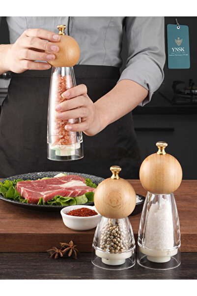 YNSK Luxury |   Bamboox |   Acrylic Salt and Pepper Grinder Spice Grinder Transparent with Luxury Gold Detail