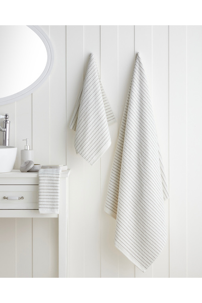 English Home Soft Stripe Cotton Face Towel 50X80 cm Ivory