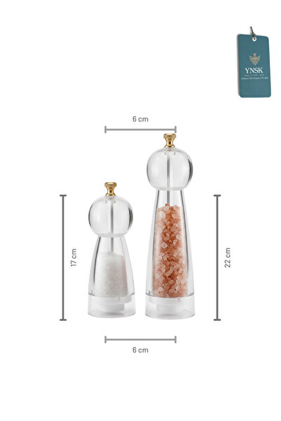 YNSK Luxury |   Purex |   Acrylic Salt and Pepper Grinder Spice Grinder Transparent with Luxury Gold Detail