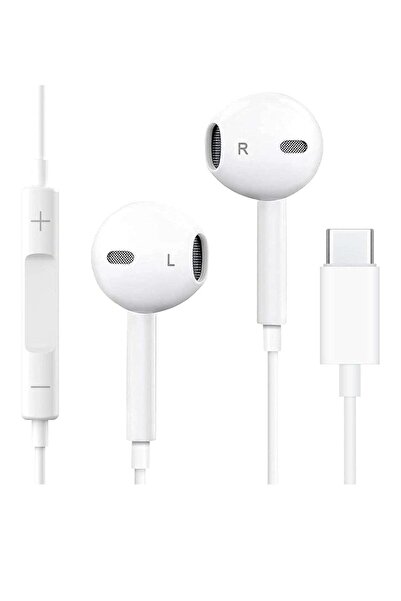 HYX USB-C Earpods Wired Earbuds with Microphone & Volume Control (White)