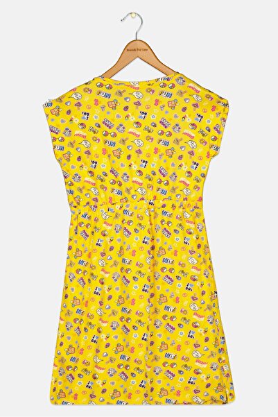 Zivame Kids Girl Allover Print Short Sleeves Sleeping Dress, Multicolor