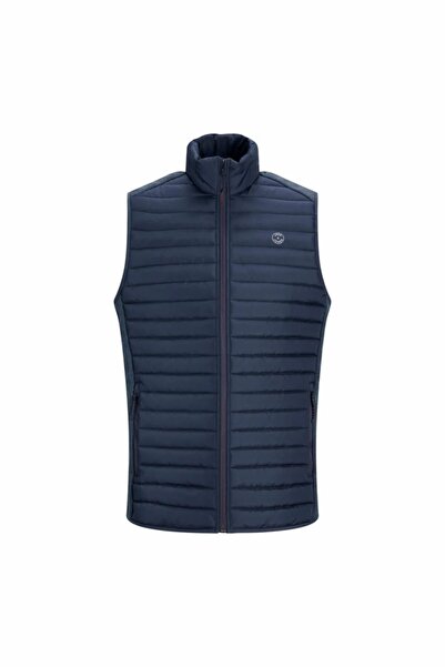 Jack & Jones Plus Men's Navy Blue Jjemulti Bodywarmer Collar Noos Pls Plus Size Vest 12205347-Navyblaze