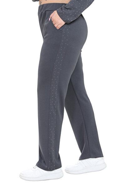 MELSAY Women's Plus Size Grey-Stone Half Garni Modal Tracksuit Set