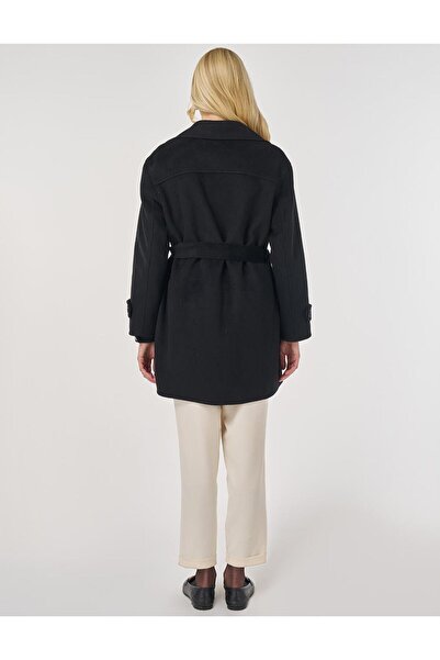 Kayra Knitwear Paneled Cashmere Coat Black