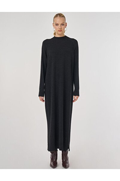 Kayra Reglan Sleeve Knitwear Dress Black
