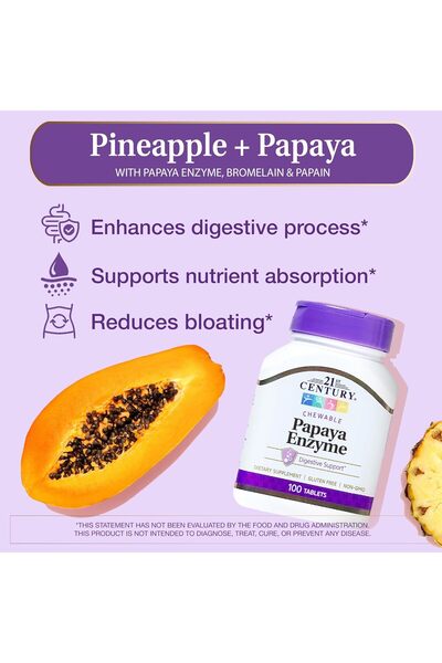 21st Century , Papaya Enzyme, 100 Chewable Tablets