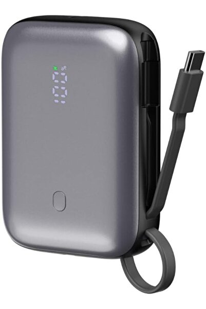 IQ TOUCH 10000mAh Mini Power Bank, Built-in USB-C, 22.5W PD, Black