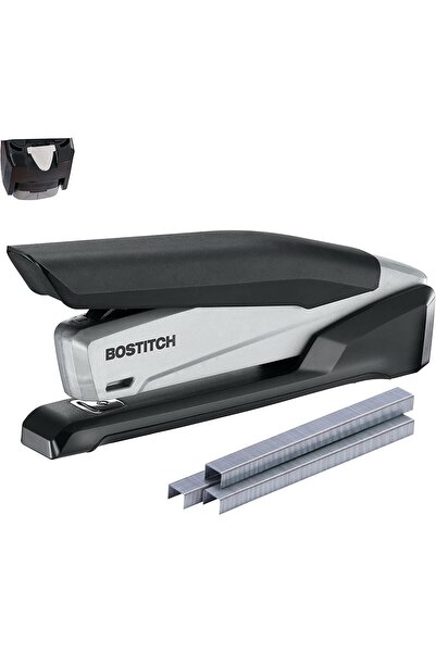 Bostitch دباسة مكتبية - دباسة زنبركية ٣ في ١ بإصبع واحد، لون أسود/رمادي (INP20)