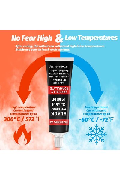 KASTWAVE RTV Silicone Gasket Maker, High Temp Oil-Resistant Sealant for Engines (Black, 170g)