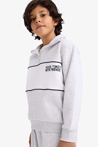 DeFacto Φούτερ για αγόρια με μισό φερμουάρ και μαλακό χνούδι εσωτερικά G5542A825CW