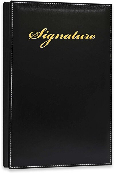 Generic Black Signature/Guest Book - Mixed Leather Cover, 18 Sheets, Gift Box, 240×340 mm - FSCL3502