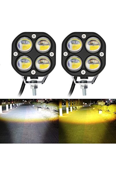 GENÇPOL LED Pod Lights Driving Fog Lights Amber/Yellow White Dual Color 2Pcs 40W 3Inch
