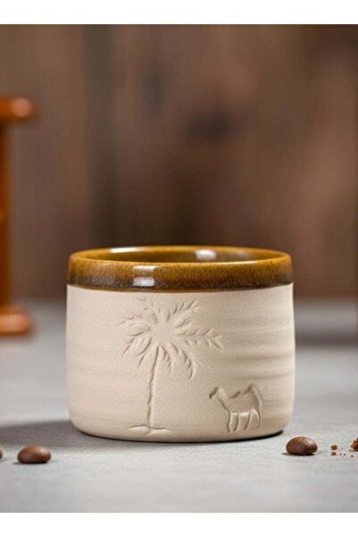 KB Generic Pottery coffee mug, Palm trees and camels, Arabica coffee cup, 120ml, 1pc