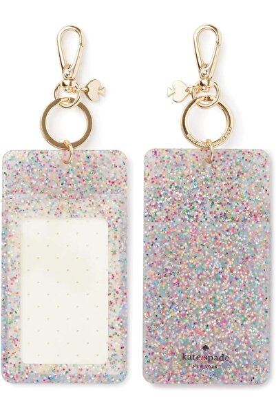 kate spade new york سلسلة مفاتيح هوية مع مشبك، بريق مزدوج