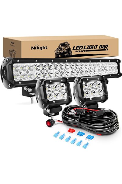 Nilight شريط إضاءة LED للطرق الوعرة ZH002 مقاس 20 بوصة بقوة 126 واط مزود بكشا...