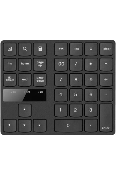 EACAM 2.4G Wireless Numeric Keyboard, 35 Keys, Rechargeable, Black
