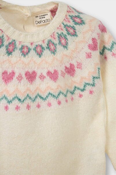 DeFacto Baby Girl Crew Neck Patterned Knitwear Sweater A5672A525Au