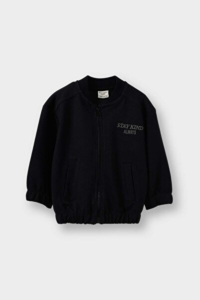 DeFacto Baby Boy Printed Hakim Collar Zippered Cardigan G3761A525Wn