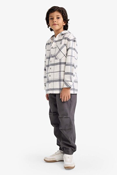 DeFacto Boy's 2-Piece Set Hooded Checkered Shirt Pants G4674A825Wn